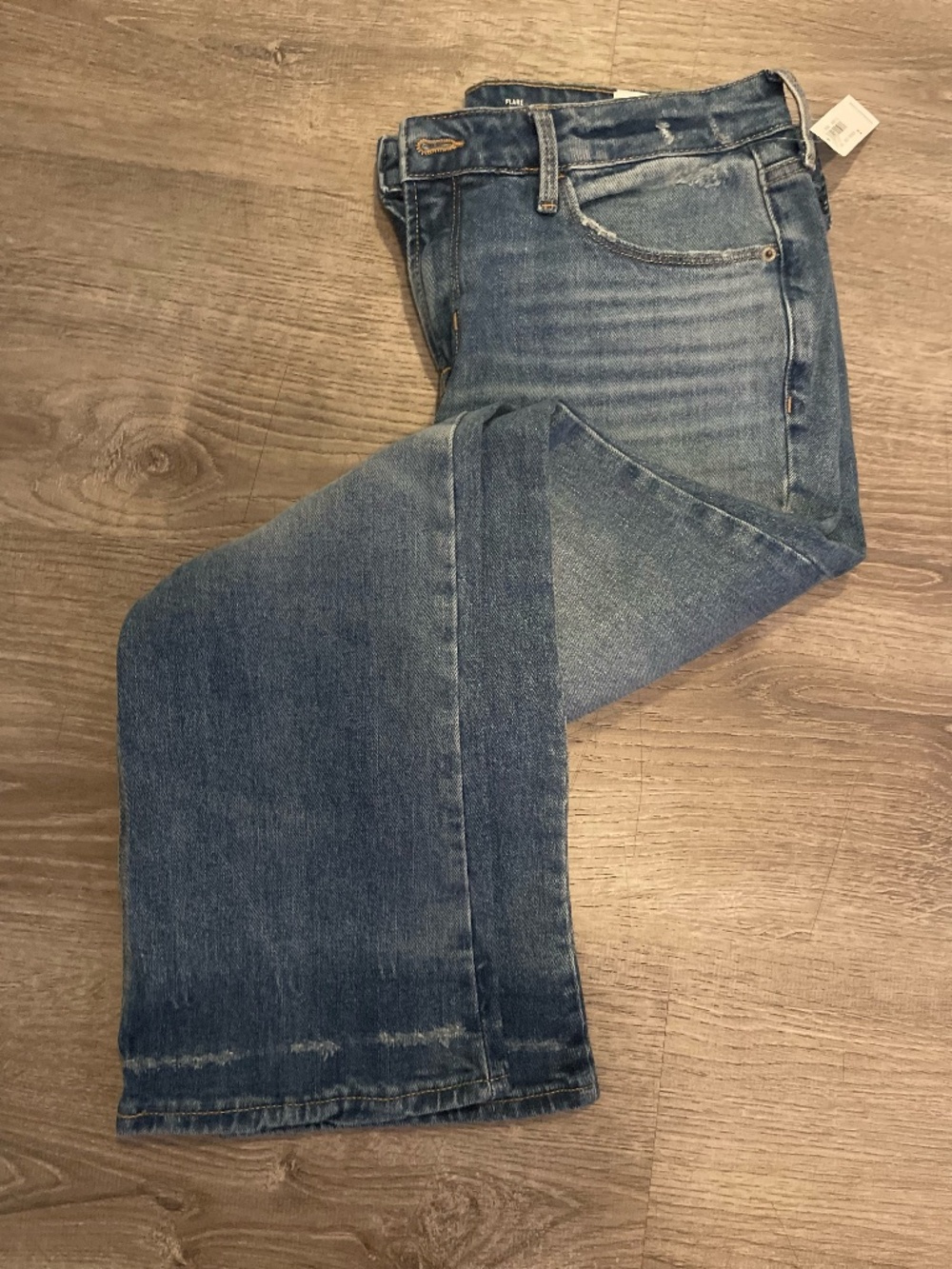 NWT Old Navy High-Rise Distressed Blue Denim Flare Ankle Jeans - size 12